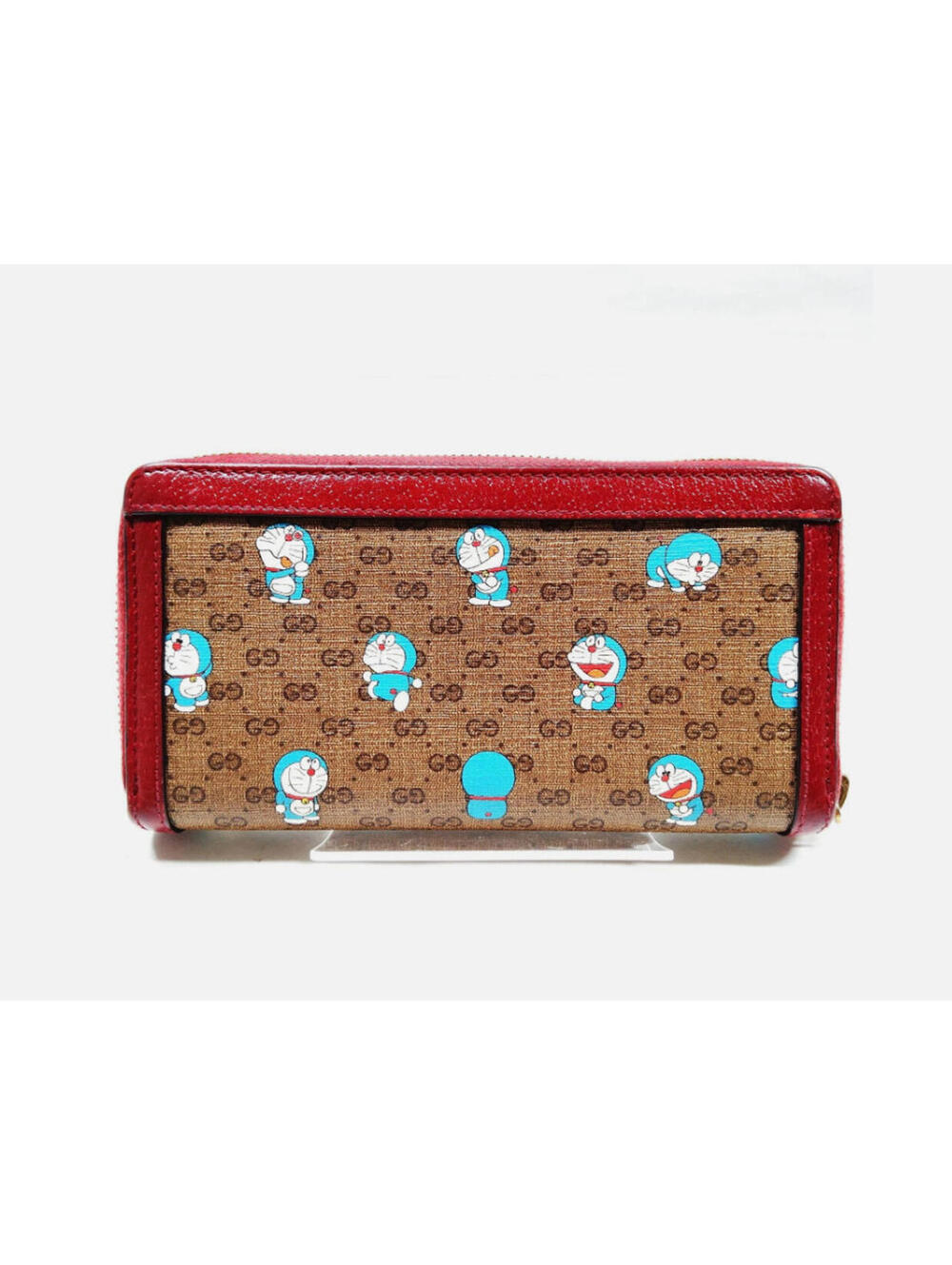 Rare! Gucci X Doraemon Collaboration Long Zip Red Wallet! GG Logo Red Collab - Picture 2 of 9